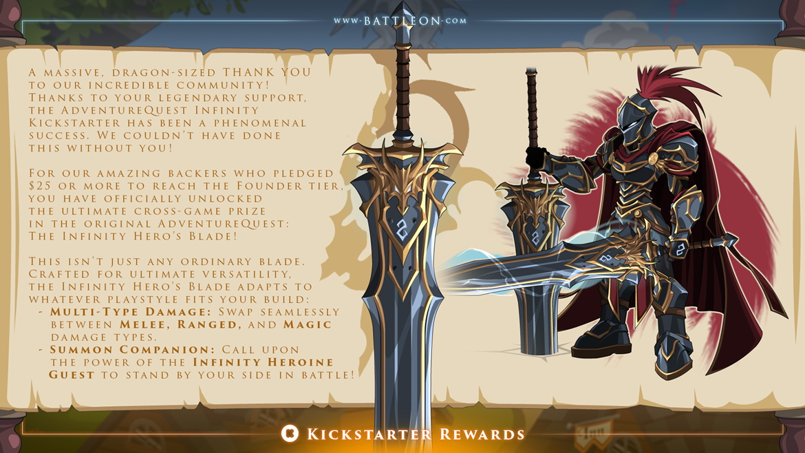 AQW Infinity Kickstarter Rewards - The Infinity Hero